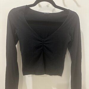 Brandy Melville, Black V Neck Top, Size S